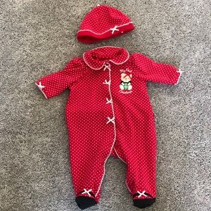 Little Me 3M my first Christmas onesie with hat.